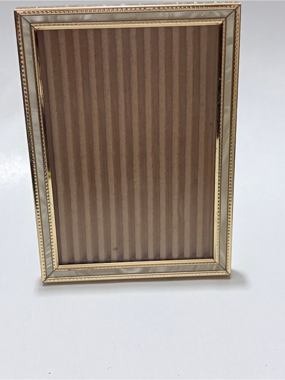 VINTAGE Mother of Pearl 5X7 Frame Easel Holographic Stands Metal